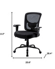 Black Fabric Mesh and Steel Adjustable Swivel Rolling Executive Office Chair