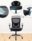 Black Fabric Mesh and Steel Adjustable Swivel Rolling Executive Office Chair