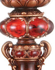 16" Tall Red and Brown Faux Marble Candle Holder with Candle