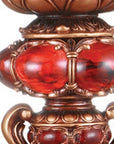 16" Tall Red and Brown Faux Marble Candle Holder with Candle