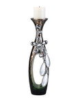16" Ornate Faux Crystal Tabletop Pillar Candle Holder