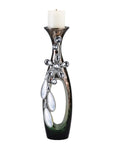 16" Ornate Faux Crystal Tabletop Pillar Candle Holder