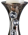 16" Ornate Faux Crystal Tabletop Pillar Candle Holder