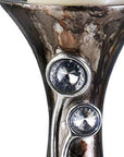 16" Ornate Faux Crystal Tabletop Pillar Candle Holder