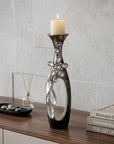 16" Ornate Faux Crystal Tabletop Pillar Candle Holder