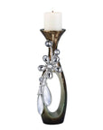 20" Ornate Faux Crystal Tabletop Pillar Candle Holder