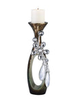 20" Ornate Faux Crystal Tabletop Pillar Candle Holder