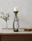 20" Ornate Faux Crystal Tabletop Pillar Candle Holder