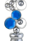 21" Silver and Blue Faux Crystal Bling Hurricane Candle Holder