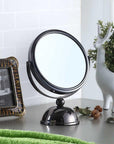 9" Black Round Metal Framed Makeup Shaving Tabletop Mirror