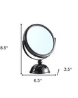 9" Black Round Metal Framed Makeup Shaving Tabletop Mirror