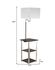 58" Steel Tray Table Floor Lamp With White Square Shade