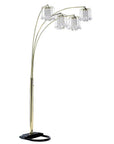 84" Gold Four Light Tree Floor Lamp With Clear Glass Novelty Shade