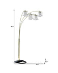 84" Gold Four Light Tree Floor Lamp With Clear Glass Novelty Shade