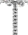 63" Silver Three Light Candelabra Floor Lamp With White Fabric Drum Shade