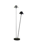 48" Black And Silver Two Light LED Novelty Floor Lamp With Black And Silver Metal Empire Shade