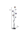 59" Silver Six Light LED Novelty Floor Lamp With Purple And White Metal Novelty Shade