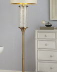 62" Gold Column Floor Lamp With Off White Metal Drum Shade