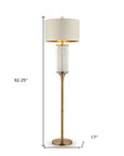 62" Gold Column Floor Lamp With Off White Metal Drum Shade
