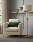 62" Gold Column Floor Lamp With Off White Metal Drum Shade