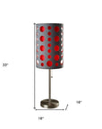 33" Gray and Red Mod Dot Novelty Table Lamp