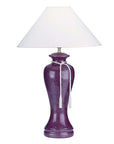 35" Red Burgundy Glaze Ceramic Urn Table Lamp With White Classic Empire Shade