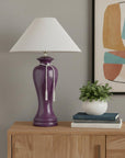 35" Red Burgundy Glaze Ceramic Urn Table Lamp With White Classic Empire Shade