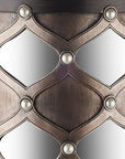31" Bronze and Silver with Pearls Floor Hurricane Candle Holder
