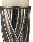 Set of Two Black Silver and Bronze Polyresin Abstract Centerpiece Pillar Candle Holders With Candle