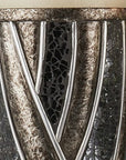 Set of Two Black Silver and Bronze Polyresin Abstract Centerpiece Pillar Candle Holders With Candle