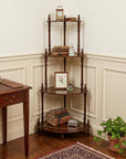 39" Brown Wood Four Tier Corner Bookcase