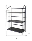 37" Black Metal Three Tier Bookcase