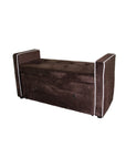 Brown Suede Shoe Storage Bench with Drawer