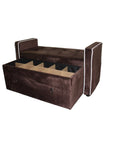 Brown Suede Shoe Storage Bench with Drawer