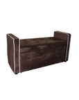 Brown Suede Shoe Storage Bench with Drawer