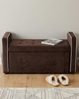 Brown Suede Shoe Storage Bench with Drawer