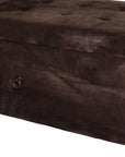 Brown Suede Shoe Storage Bench with Drawer