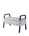 17" Dark Brown And Blue Upholstered 100% Polyester Floral Entryway Bench With Flip Top