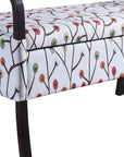 17" Dark Brown And Blue Upholstered 100% Polyester Floral Entryway Bench With Flip Top