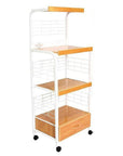 White and Natural 26" Rolling Kitchen Cart With Storage