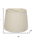 16" White Linen Lampshade with Side Pleats