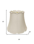 18" White Empire Slanted Cylinder Scroll Edge Silk Lampshade
