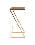 Stylish Asymmetrical Wood and Metal Z shaped Side Table