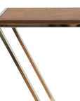 Stylish Asymmetrical Wood and Metal Z shaped Side Table