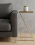 Stylish Asymmetrical Wood and Metal Z shaped Side Table