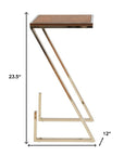 Stylish Asymmetrical Wood and Metal Z shaped Side Table