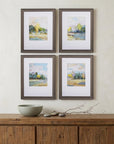 Set of Four Blue Trees Polystyrene Framed Art