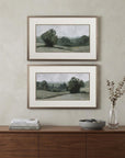 Set of Two Green Trees Framed Art