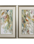 Set of Two Blue Leaves Framed Art