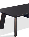 55" Ebony and Dark Brown Wood And Stainless Steel Coffee Table With Drawer